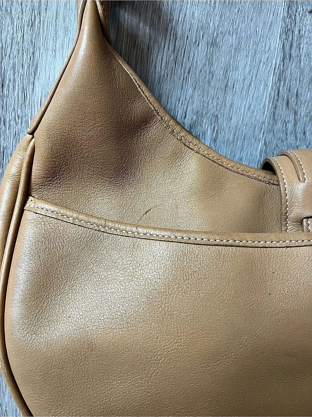 Coach Hamptons Leather Buckle Hobo Tan Bag